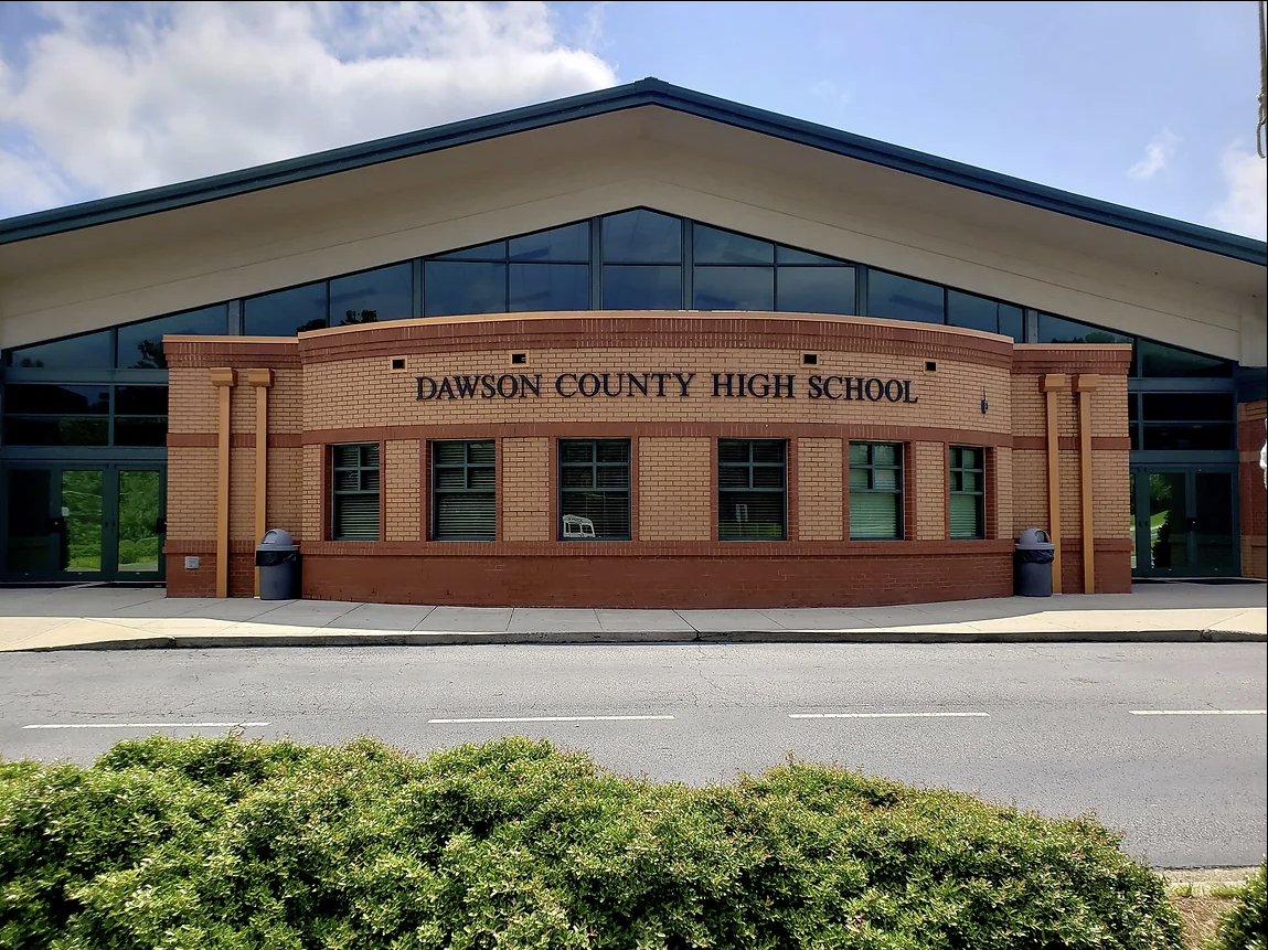 Dawson County High School with tinted windows
